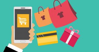 Illustration du shopping sur mobile