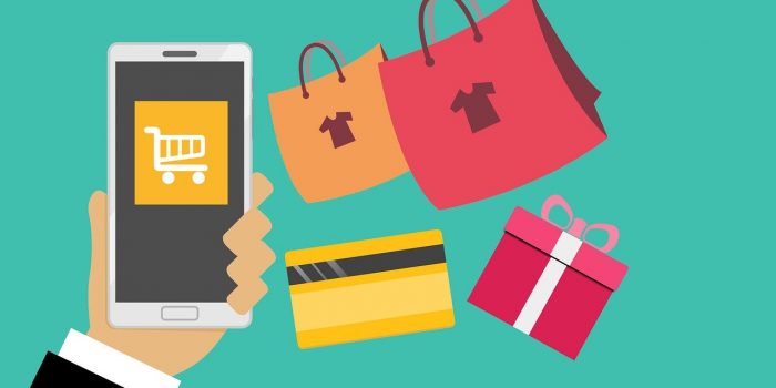 Illustration du shopping sur mobile